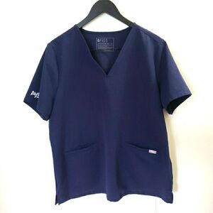 FIGS Technical Collection Scrub Top Womens XL Navy Stretch 2 Pocket V-Neck